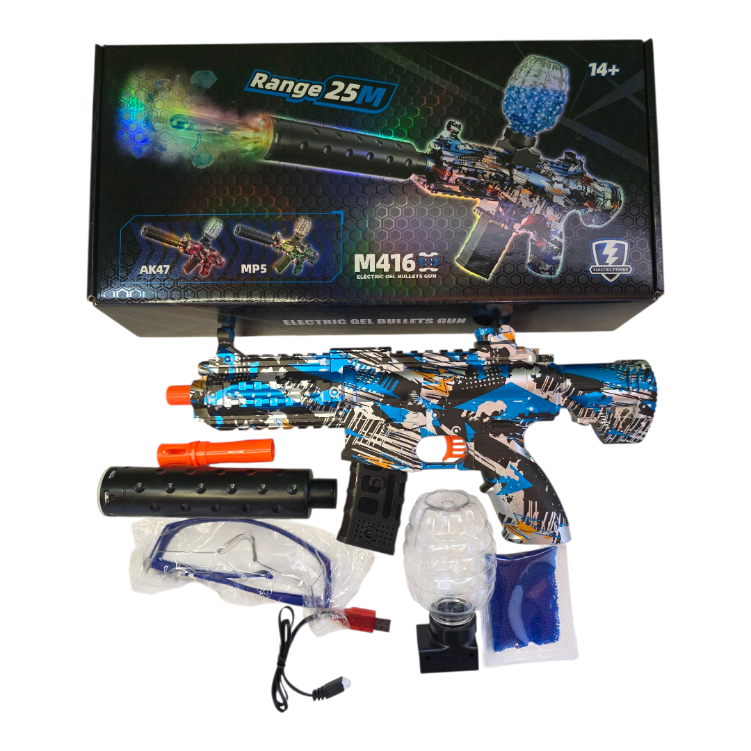 PISTOLA DE JUEGUETE AK 47 CON SILENCIADOR Y LUZ + 20.000 MUNICIONES