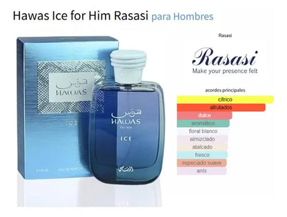 RASASI HAWAS ICE EDP 100ML($70.200 POR MENOR )