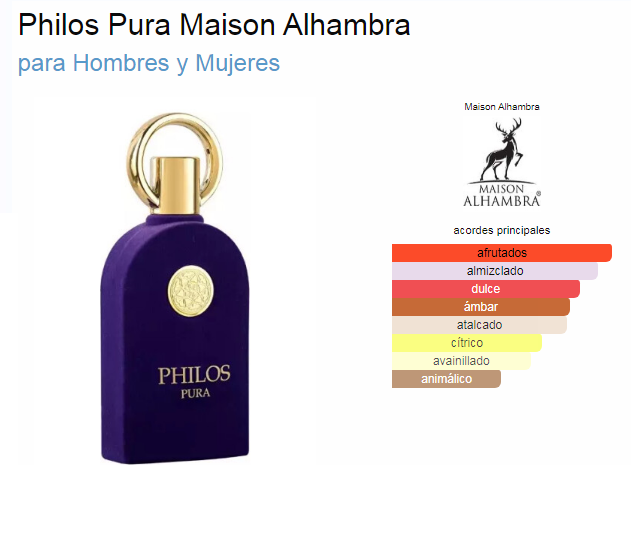 MAISON ALHAMBRA PHILOS PURA EDP
 30ML
